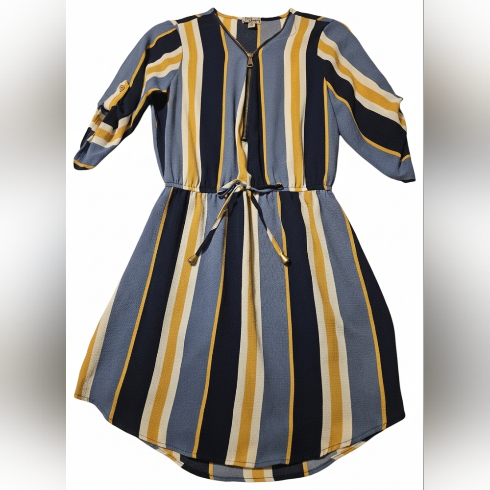 Striped Blue and Yellow Dress